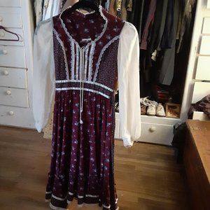 *Rare* Burgundy 70s Vintage Gunne Sax Jeune Filles Dress Size 10 (NO TAGS)